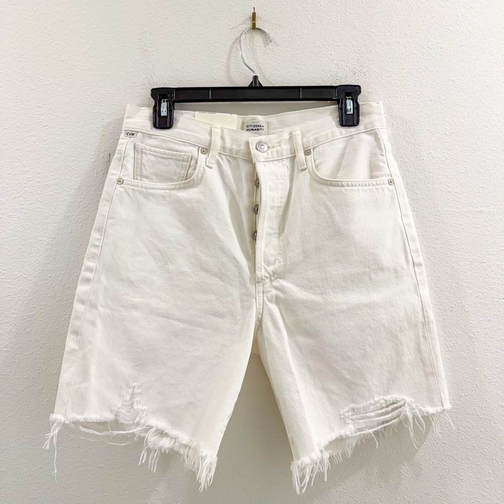 NWT Citizens of Humanity 100% Cotton Camilla White Denim Shorts Jorts 26 - Picture 3 of 6